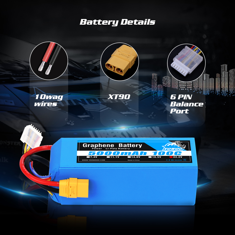 ยูวู กราฟีน ลิโปแบตเตอรี่ 6S 2 - 6S Lipo Battery 22.2V 5000Mah บทวิจารณ์และราคา