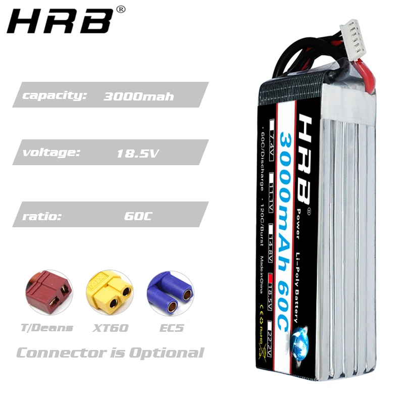 แบตเตอรี่ลิโพ HRB 2S 3S 4S 6S  - 4S Lipo Battery 14.8V 6000Mah บทวิจารณ์และราคา